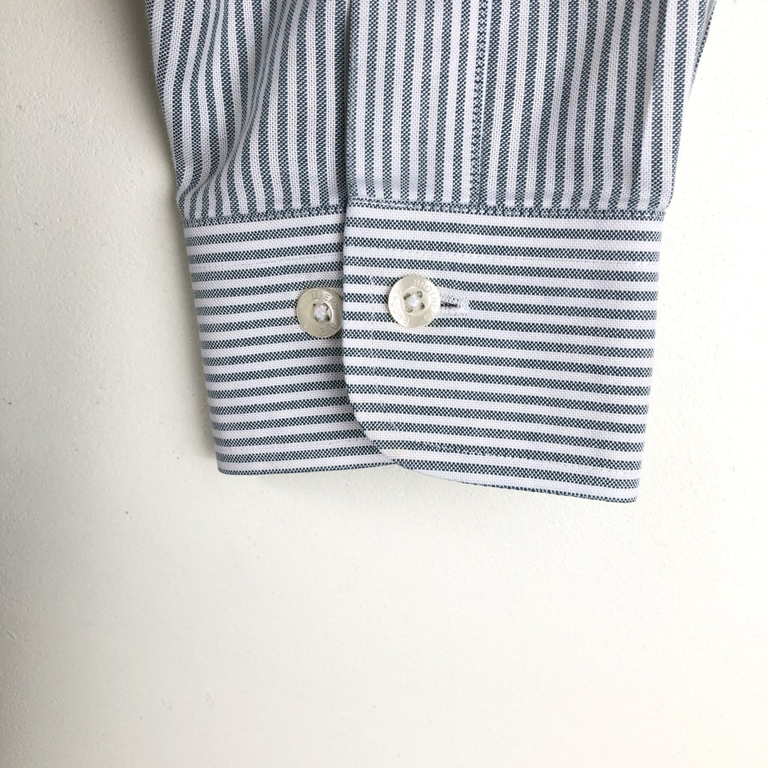 Brooks Brothers Est.1818 REGENT Long Sleeve Button-Down Striped Shirt, Men's Size M Supima Cotton Khaki type sage green Vintage Second Hand