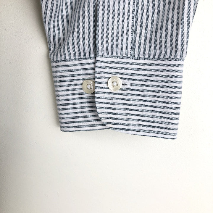 Brooks Brothers Est.1818 REGENT Long Sleeve Button-Down Striped Shirt, Men's Size M Supima Cotton Khaki type sage green Vintage Second Hand