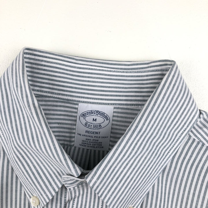 Brooks Brothers Est.1818 REGENT Long Sleeve Button-Down Striped Shirt, Men's Size M Supima Cotton Khaki type sage green Vintage Second Hand