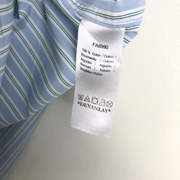 Lacoste (LACOSTE) France-designed slim fit long-sleeved button-down striped shirt, men's size L (approx.) cotton Blue type light blue Vintage Second Hand