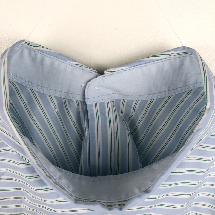 Lacoste (LACOSTE) France-designed slim fit long-sleeved button-down striped shirt, men's size L (approx.) cotton Blue type light blue Vintage Second Hand