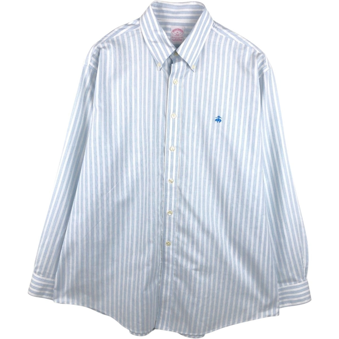 Brooks Brothers 346 Long Sleeve Button-Down Striped Shirt, Men's XL Supima Cotton Blue type light blue Vintage Second Hand