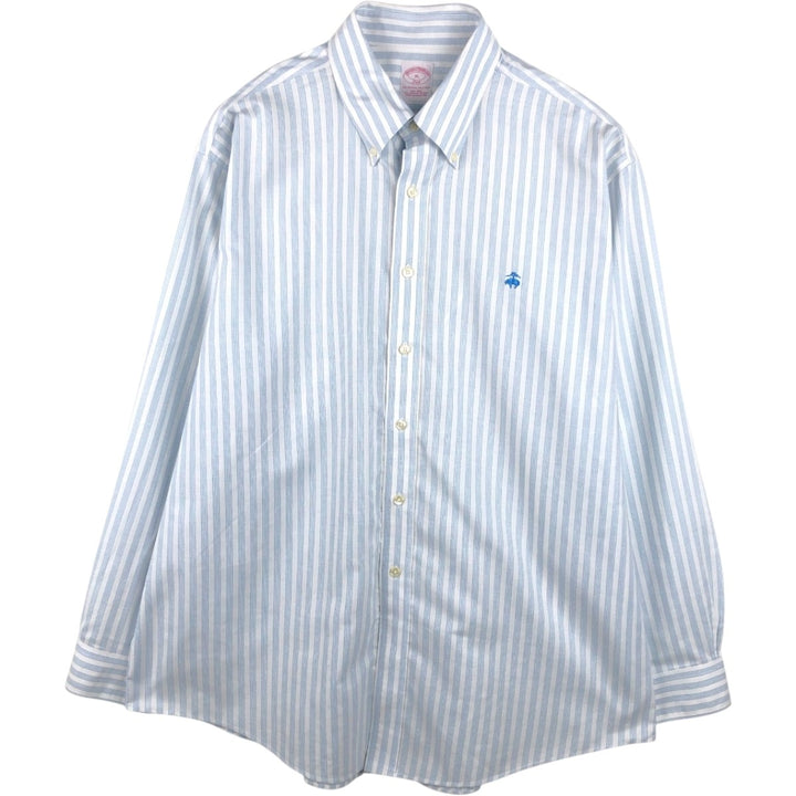 Brooks Brothers 346 Long Sleeve Button-Down Striped Shirt, Men's XL Supima Cotton Blue type light blue Vintage Second Hand