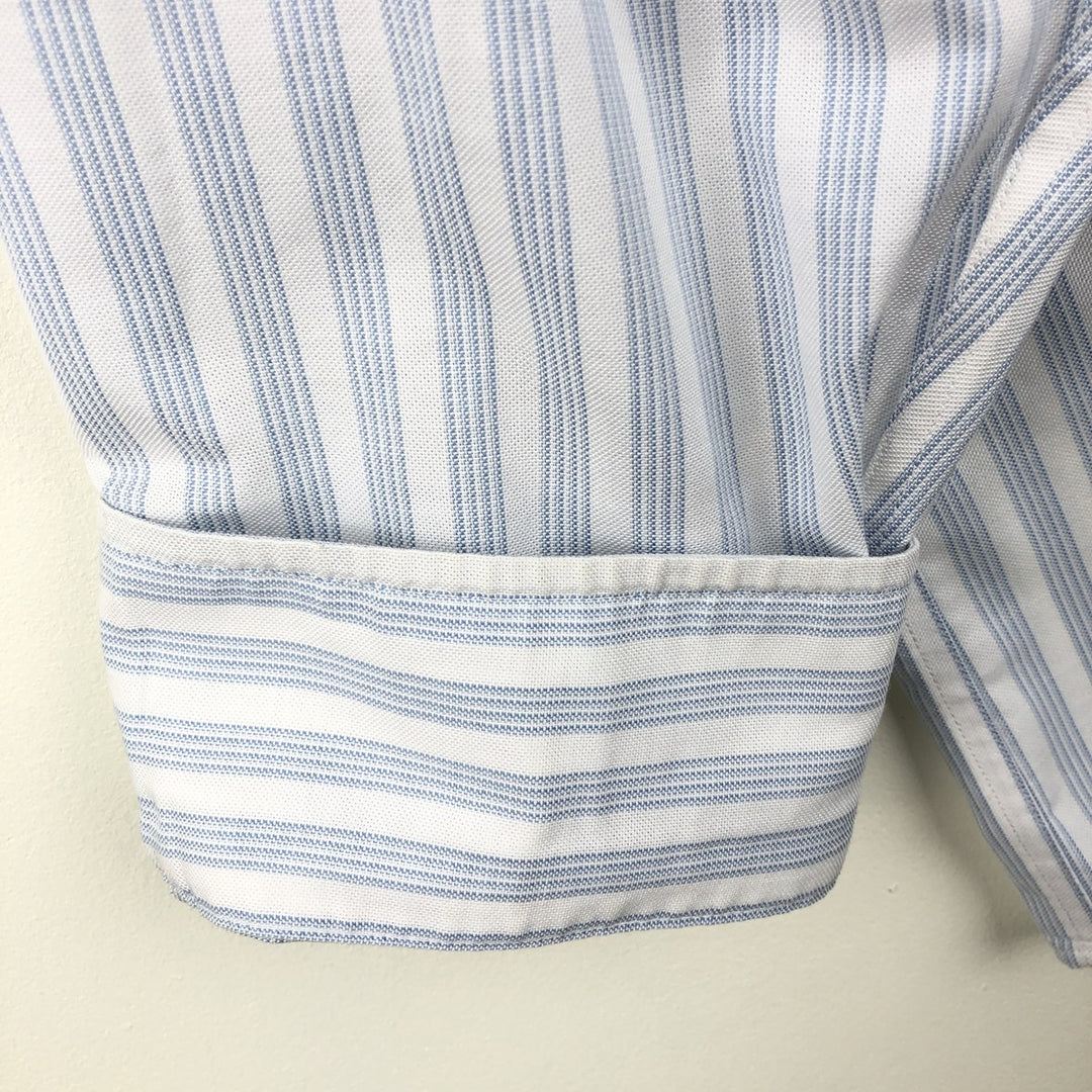 Brooks Brothers 346 Long Sleeve Button-Down Striped Shirt, Men's XL Supima Cotton Blue type light blue Vintage Second Hand