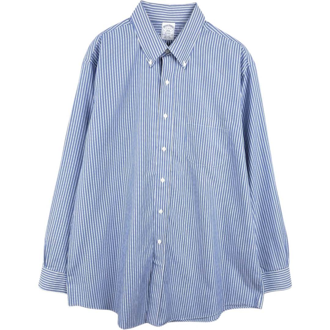 Brooks Brothers 1818 REGENT Long Sleeve Button-Down Striped Shirt, Men's XL cotton blue type Vintage Second Hand