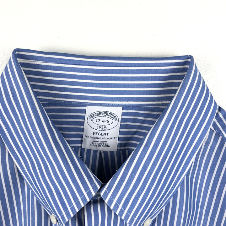 Brooks Brothers 1818 REGENT Long Sleeve Button-Down Striped Shirt, Men's XL cotton blue type Vintage Second Hand