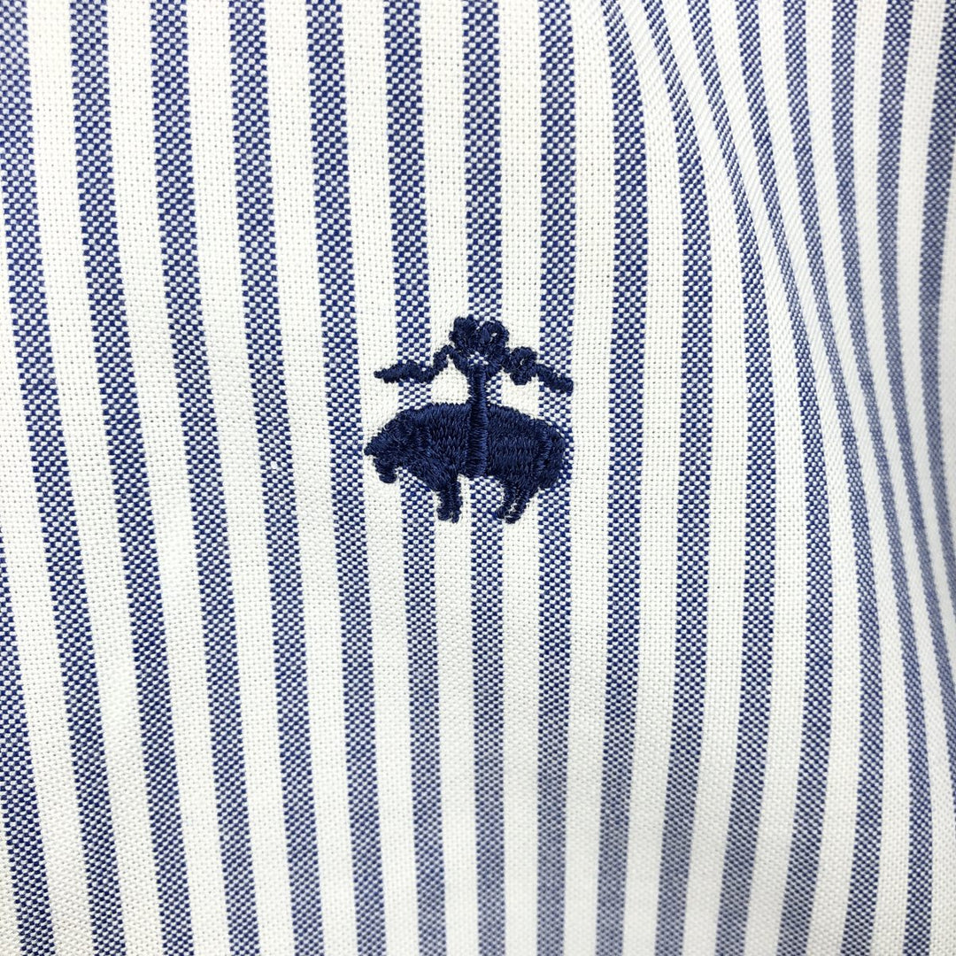 Brooks Brothers Est.1818 Traditional Fit Long-Sleeve Button-Down Striped Shirt, Men's Size XL (approx.) Supima Cotton navy blue type Vintage Second Hand