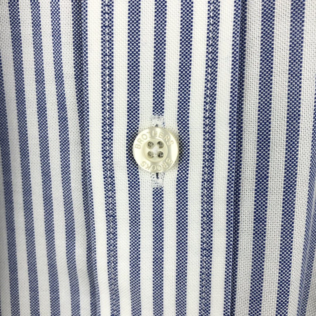 Brooks Brothers Est.1818 Traditional Fit Long-Sleeve Button-Down Striped Shirt, Men's Size XL (approx.) Supima Cotton navy blue type Vintage Second Hand