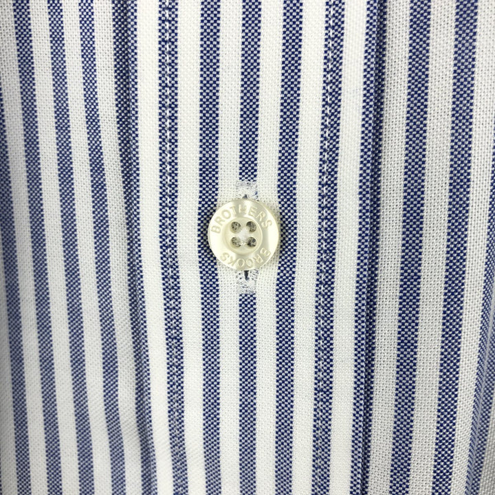 Brooks Brothers Est.1818 Traditional Fit Long-Sleeve Button-Down Striped Shirt, Men's Size XL (approx.) Supima Cotton navy blue type Vintage Second Hand