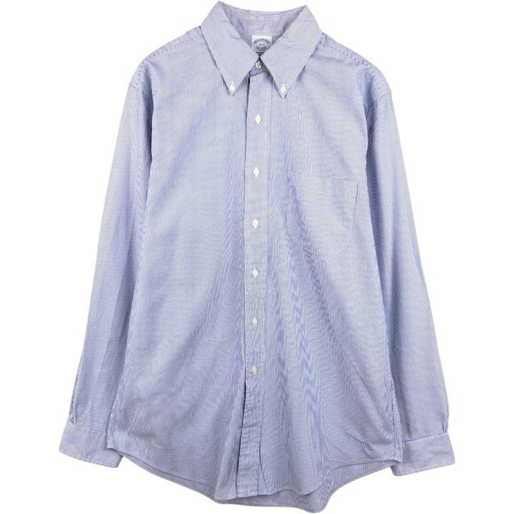 Brooks Brothers Est.1818 Slim Fit Long-Sleeve Button-Down Striped Shirt, Men's Size L (approx.) cotton navy blue type Vintage Second Hand