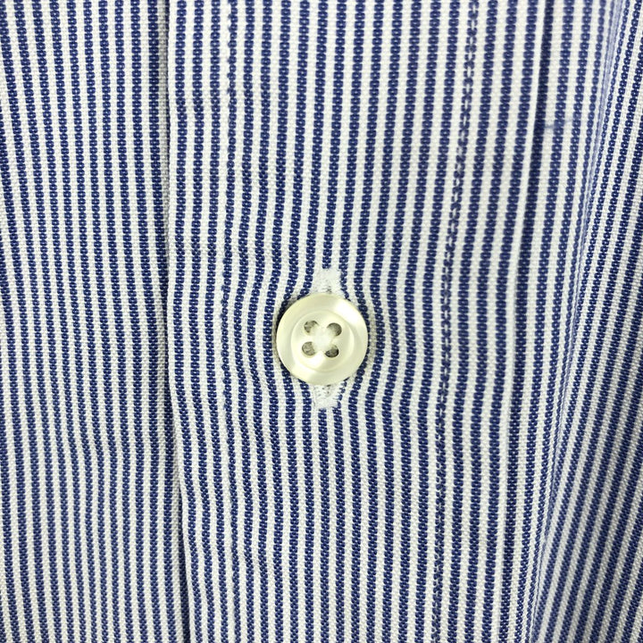 Brooks Brothers Est.1818 Slim Fit Long-Sleeve Button-Down Striped Shirt, Men's Size L (approx.) cotton navy blue type Vintage Second Hand