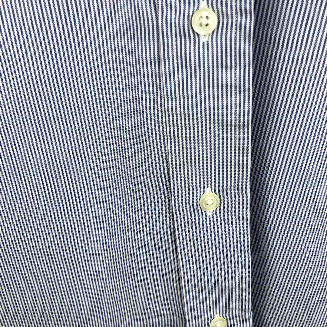 Brooks Brothers Est.1818 Slim Fit Long-Sleeve Button-Down Striped Shirt, Men's Size L (approx.) cotton navy blue type Vintage Second Hand