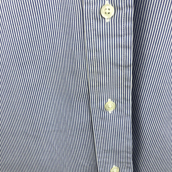 Brooks Brothers Est.1818 Slim Fit Long-Sleeve Button-Down Striped Shirt, Men's Size L (approx.) cotton navy blue type Vintage Second Hand