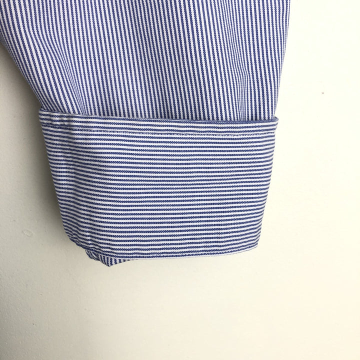 Brooks Brothers Est.1818 Slim Fit Long-Sleeve Button-Down Striped Shirt, Men's Size L (approx.) cotton navy blue type Vintage Second Hand