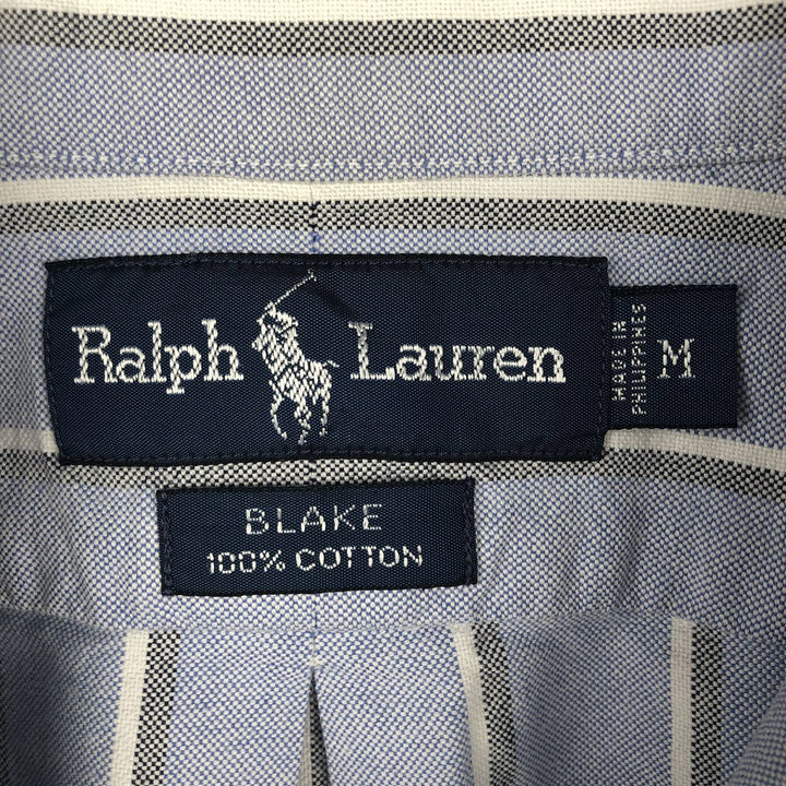 Ralph Lauren BLAKE long sleeve button down striped shirt, men's size M cotton blue type Vintage Second Hand