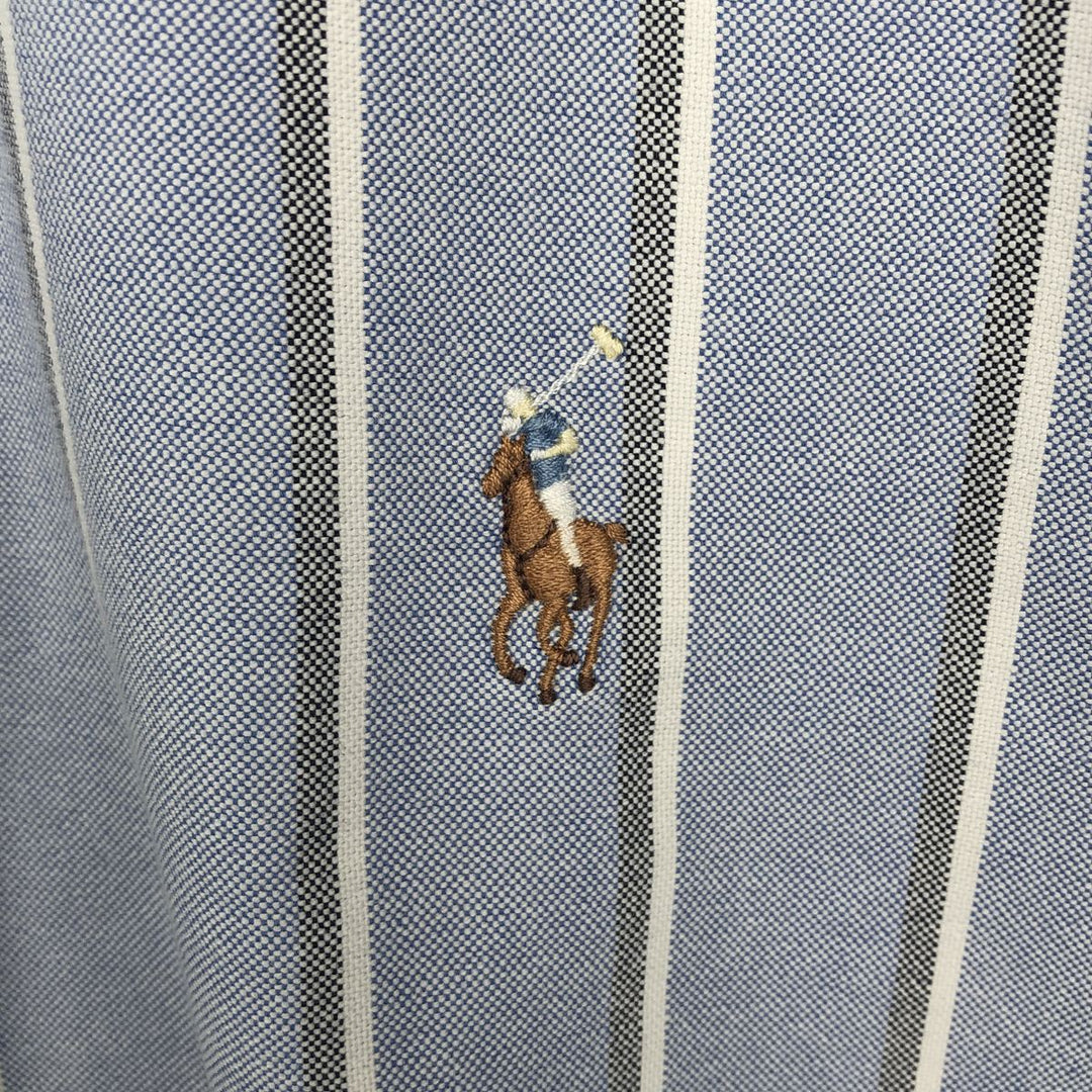 Ralph Lauren BLAKE long sleeve button down striped shirt, men's size M cotton blue type Vintage Second Hand
