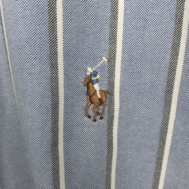 Ralph Lauren BLAKE long sleeve button down striped shirt, men's size M cotton blue type Vintage Second Hand
