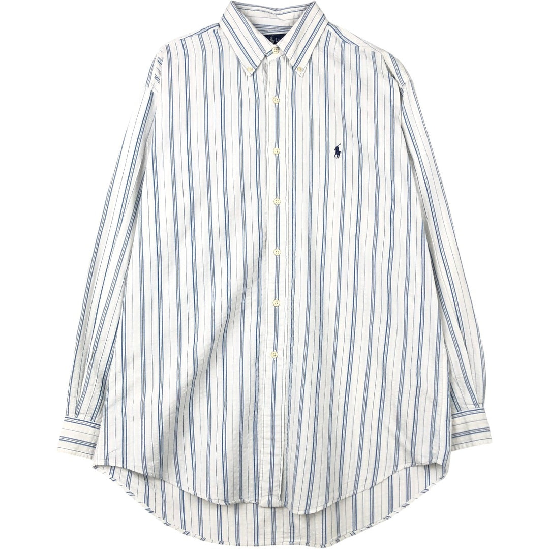 Ralph Lauren BLAIRE long sleeve button down striped shirt, men's size M cotton white type Vintage Second Hand