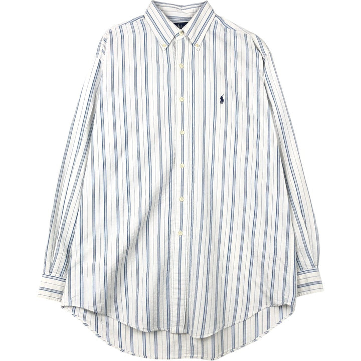 Ralph Lauren BLAIRE long sleeve button down striped shirt, men's size M cotton white type Vintage Second Hand