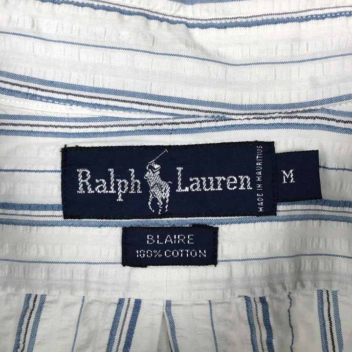 Ralph Lauren BLAIRE long sleeve button down striped shirt, men's size M cotton white type Vintage Second Hand
