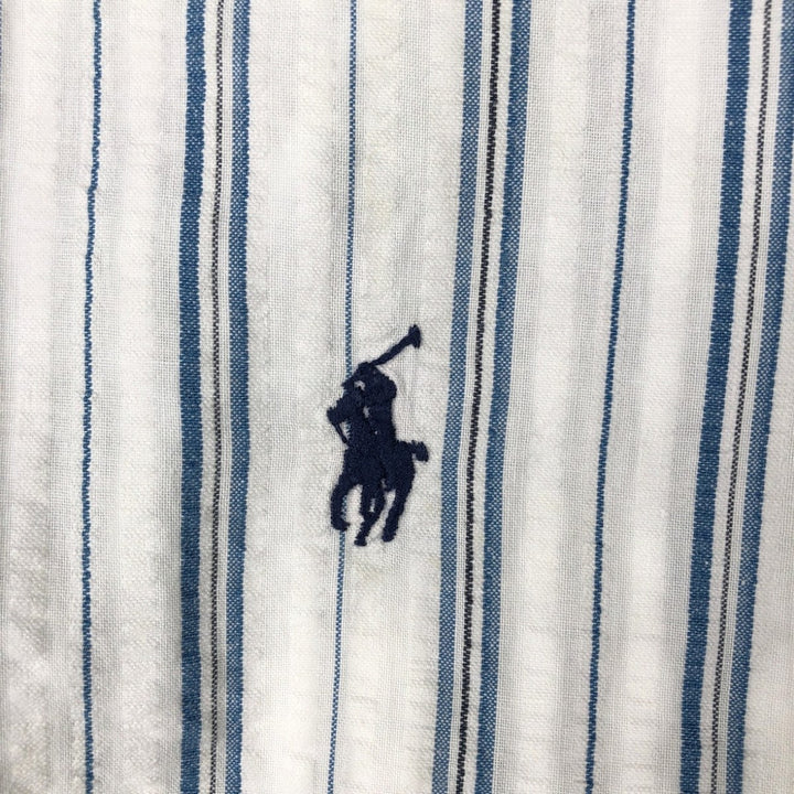 Ralph Lauren BLAIRE long sleeve button down striped shirt, men's size M cotton white type Vintage Second Hand