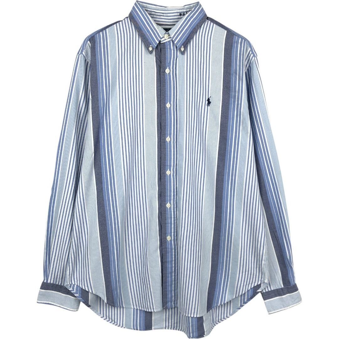 Ralph Lauren Classic Fit Multi-Stripe Long Sleeve Button-Down Striped Shirt, Men's Size L cotton blue type Vintage Second Hand