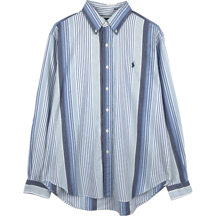 Ralph Lauren Classic Fit Multi-Stripe Long Sleeve Button-Down Striped Shirt, Men's Size L cotton blue type Vintage Second Hand