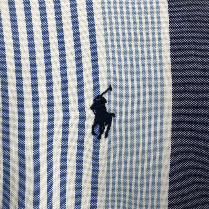 Ralph Lauren Classic Fit Multi-Stripe Long Sleeve Button-Down Striped Shirt, Men's Size L cotton blue type Vintage Second Hand