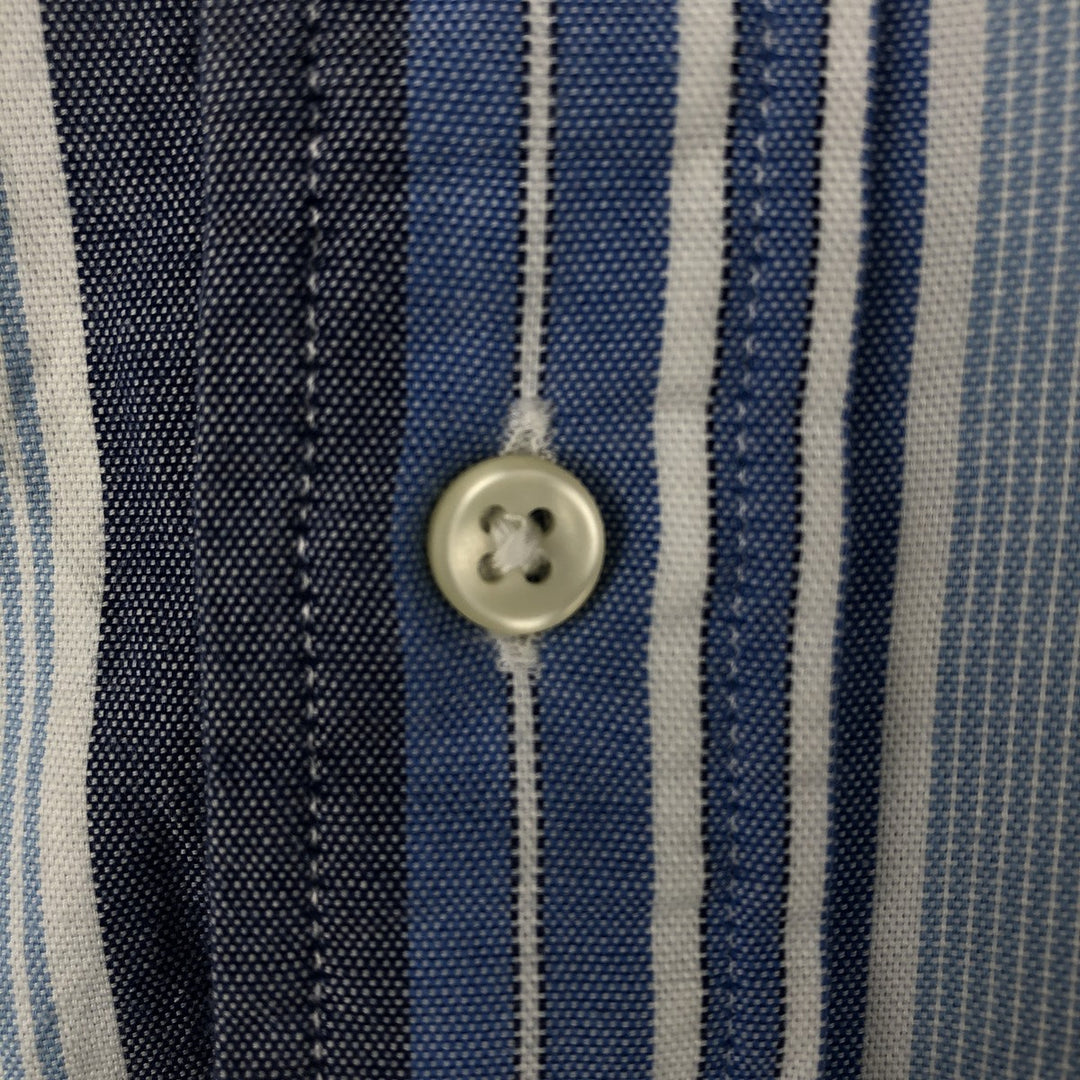 Ralph Lauren Classic Fit Multi-Stripe Long Sleeve Button-Down Striped Shirt, Men's Size L cotton blue type Vintage Second Hand