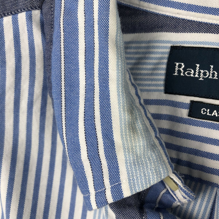 Ralph Lauren Classic Fit Multi-Stripe Long Sleeve Button-Down Striped Shirt, Men's Size L cotton blue type Vintage Second Hand