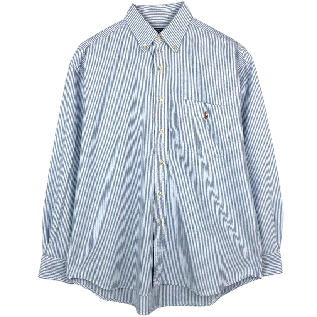 Ralph Lauren POLO by Ralph Lauren The Big Shirt Long Sleeve Button-Down Striped Shirt Men's Size M (approx.) cotton blue type Vintage Second Hand