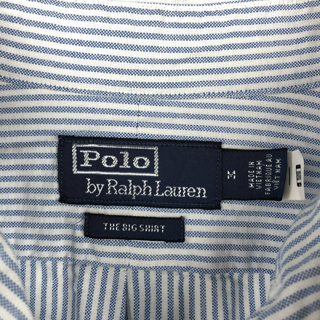 Ralph Lauren POLO by Ralph Lauren The Big Shirt Long Sleeve Button-Down Striped Shirt Men's Size M (approx.) cotton blue type Vintage Second Hand