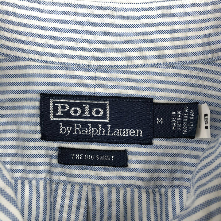 Ralph Lauren POLO by Ralph Lauren The Big Shirt Long Sleeve Button-Down Striped Shirt Men's Size M (approx.) cotton blue type Vintage Second Hand