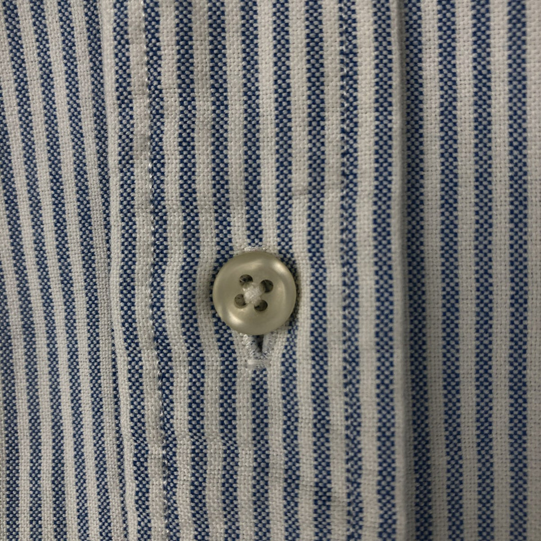 Ralph Lauren POLO by Ralph Lauren The Big Shirt Long Sleeve Button-Down Striped Shirt Men's Size M (approx.) cotton blue type Vintage Second Hand