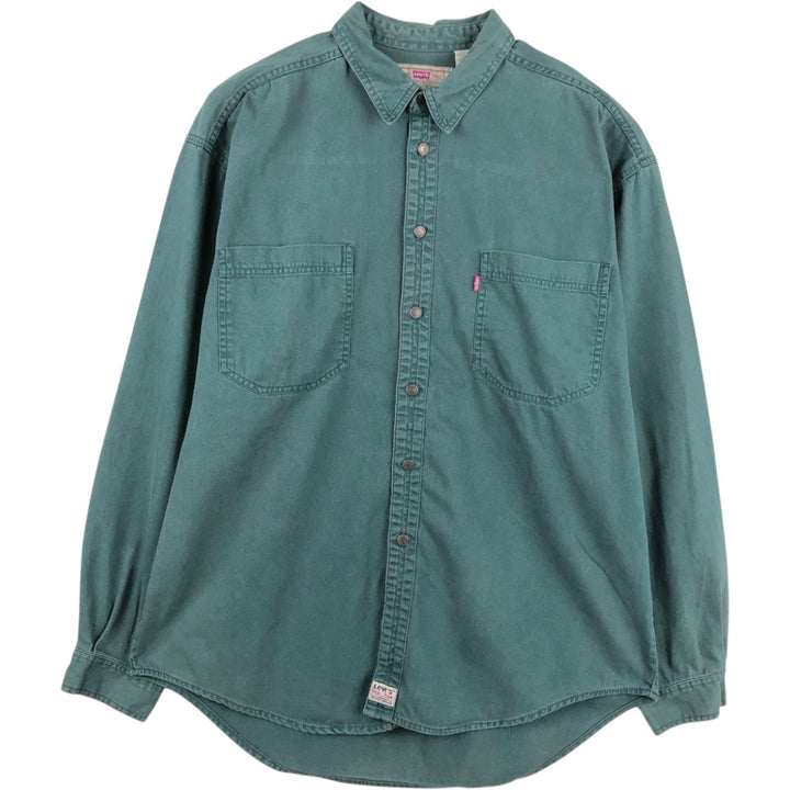 Levi's long sleeve denim shirt, men's size XL cotton dark green Vintage Second Hand