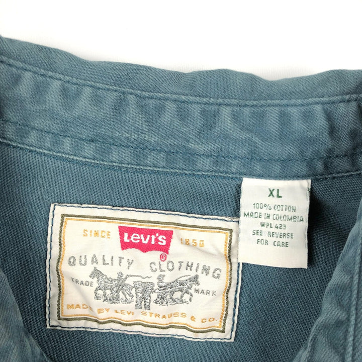 Levi's long sleeve denim shirt, men's size XL cotton dark green Vintage Second Hand