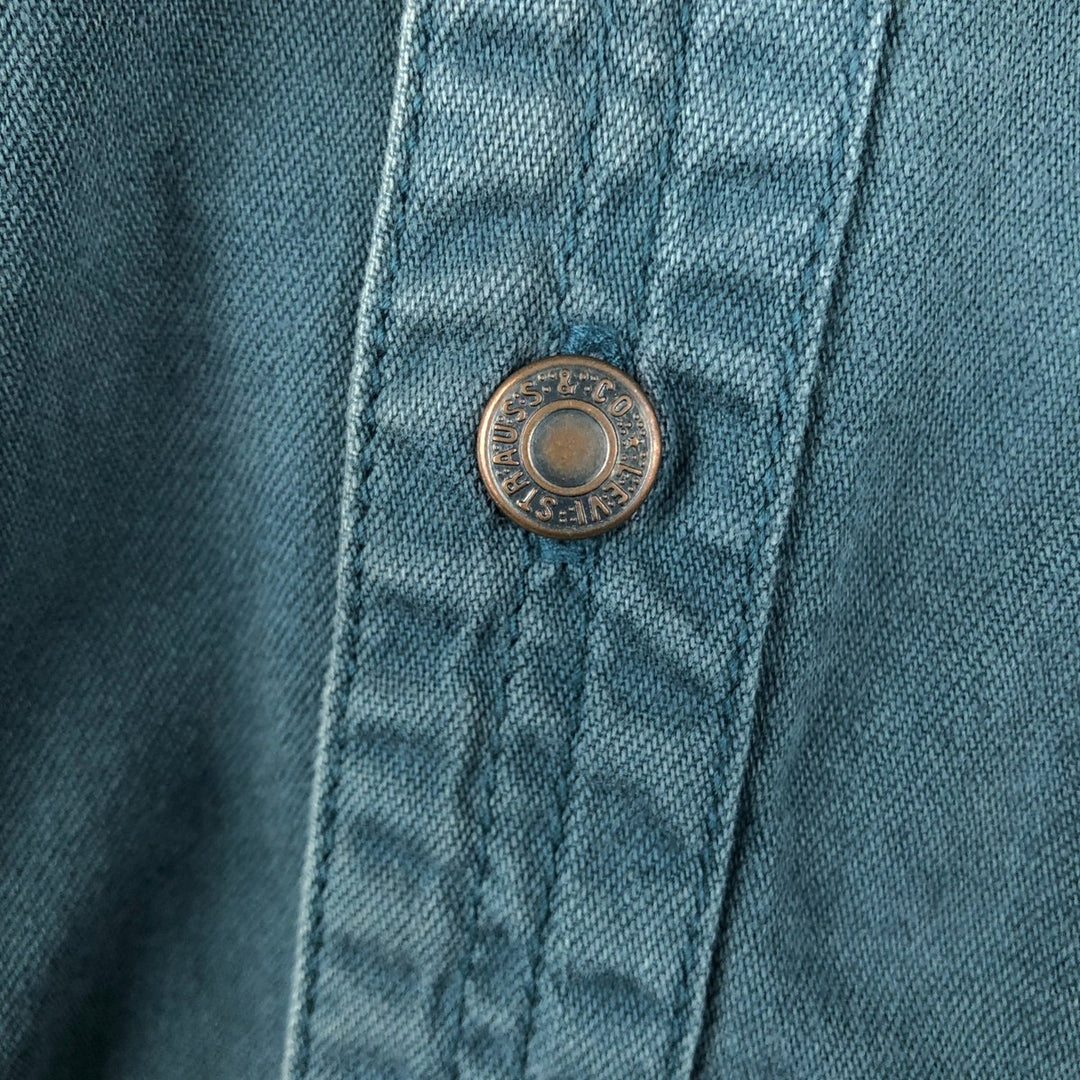 Levi's long sleeve denim shirt, men's size XL cotton dark green Vintage Second Hand
