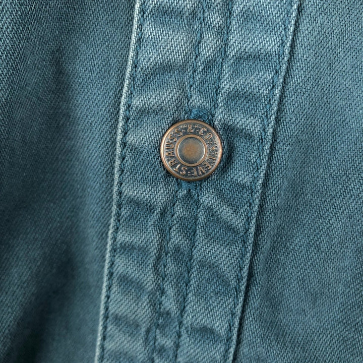 Levi's long sleeve denim shirt, men's size XL cotton dark green Vintage Second Hand