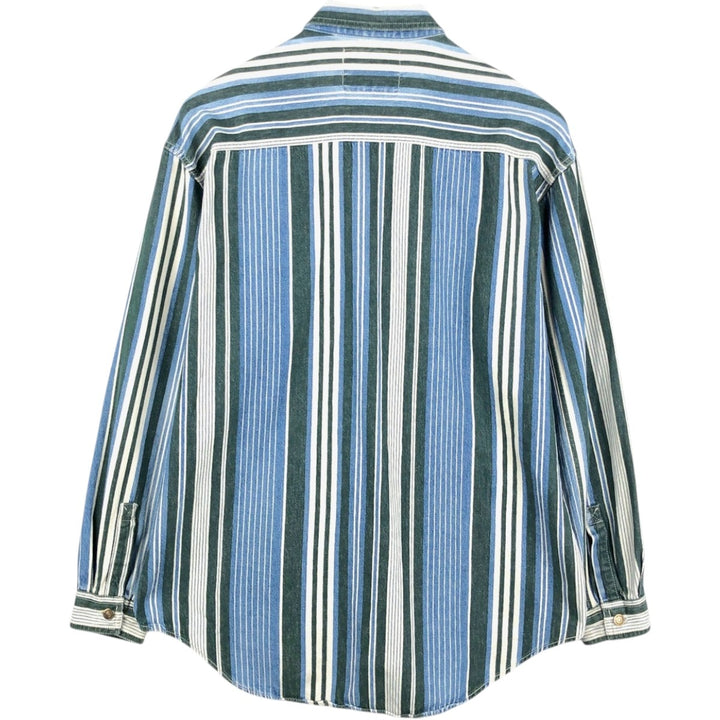 Levi's Stripe Pattern Long-Sleeve Denim Shirt, Men's Size XL (approx.) unclear blue type Vintage Second Hand