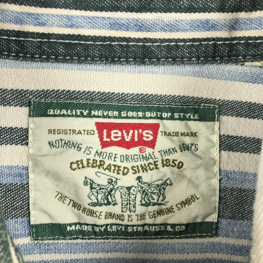 Levi's Stripe Pattern Long-Sleeve Denim Shirt, Men's Size XL (approx.) unclear blue type Vintage Second Hand