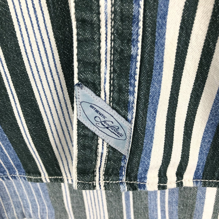 Levi's Stripe Pattern Long-Sleeve Denim Shirt, Men's Size XL (approx.) unclear blue type Vintage Second Hand