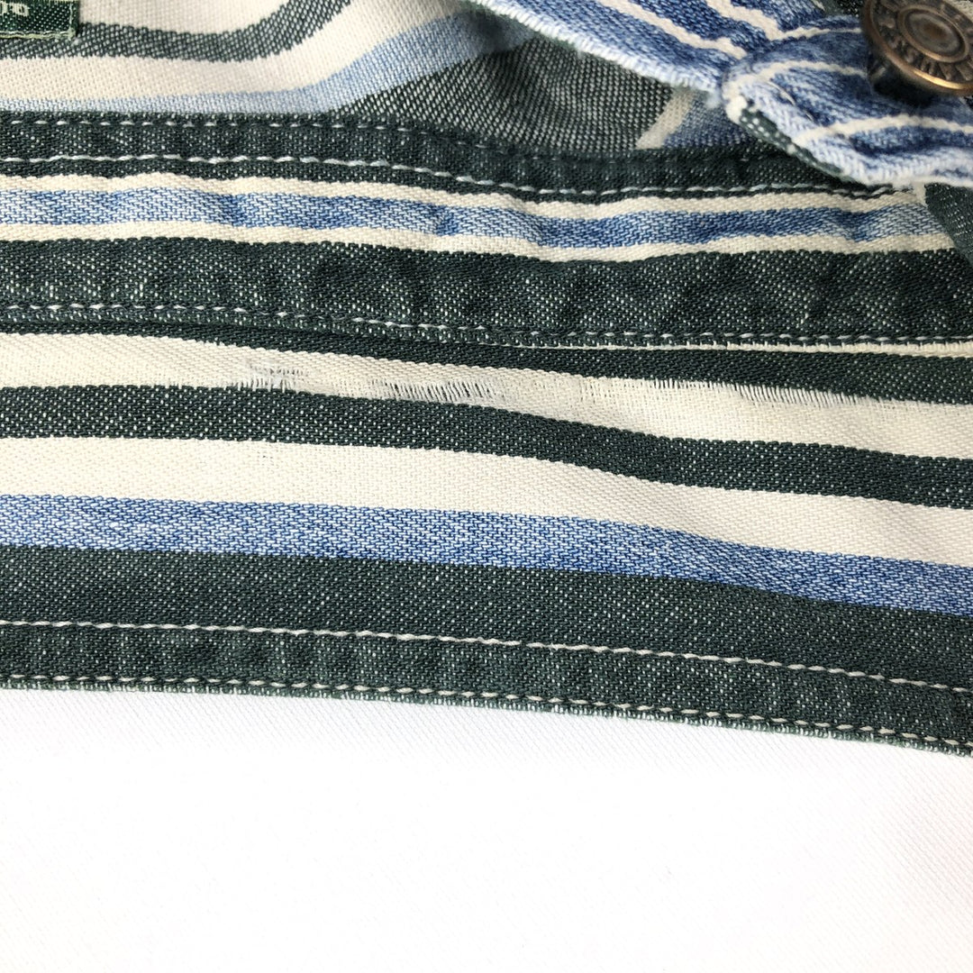 Levi's Stripe Pattern Long-Sleeve Denim Shirt, Men's Size XL (approx.) unclear blue type Vintage Second Hand
