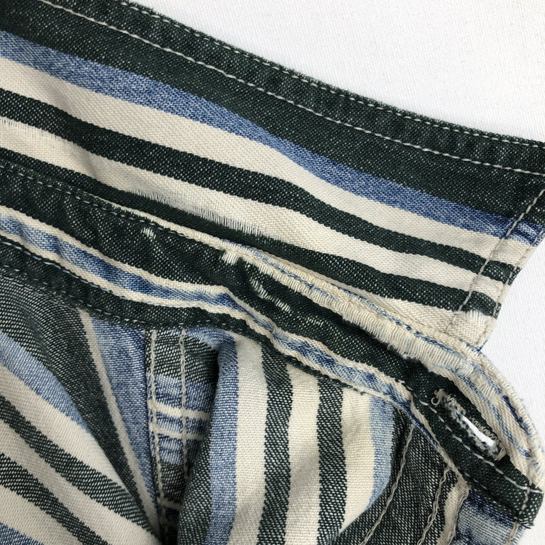Levi's Stripe Pattern Long-Sleeve Denim Shirt, Men's Size XL (approx.) unclear blue type Vintage Second Hand