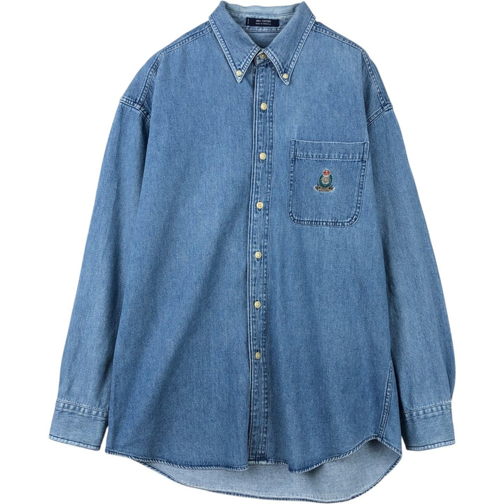 Ralph Lauren Chaps long-sleeved button-down denim shirt, men's size M cotton blue type Vintage Second Hand