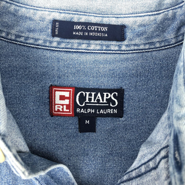 Ralph Lauren Chaps long-sleeved button-down denim shirt, men's size M cotton blue type Vintage Second Hand