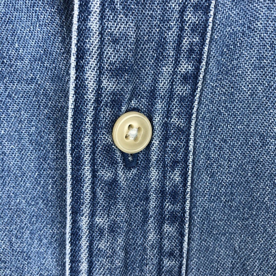 Ralph Lauren Chaps long-sleeved button-down denim shirt, men's size M cotton blue type Vintage Second Hand