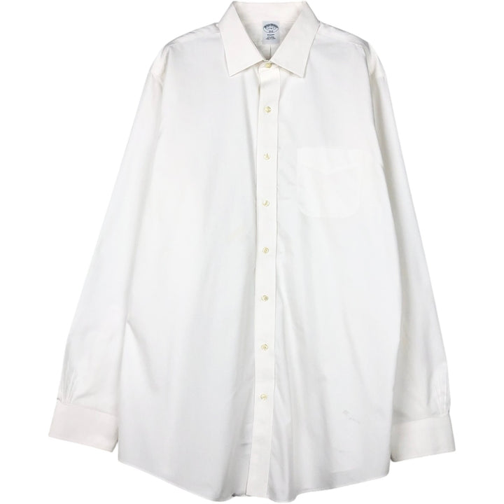 Brooks Brothers 1818 REGENT Long-Sleeve Cotton Shirt, Men's Size XL (approx.) cotton white type Vintage Second Hand
