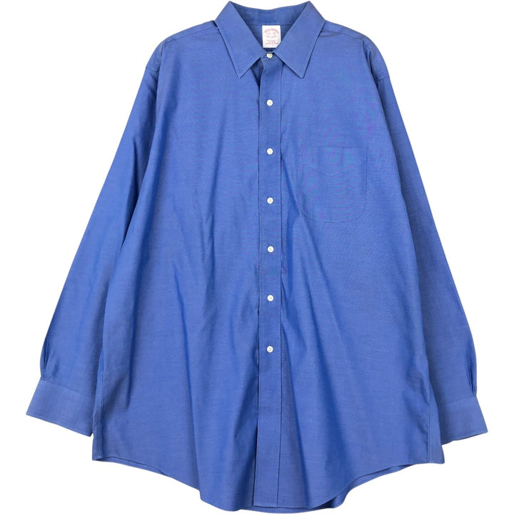 Brooks Brothers Est.1818 Traditional Fit Long-Sleeve Cotton Shirt, Men's Size L (approx.) cotton blue type Vintage Second Hand
