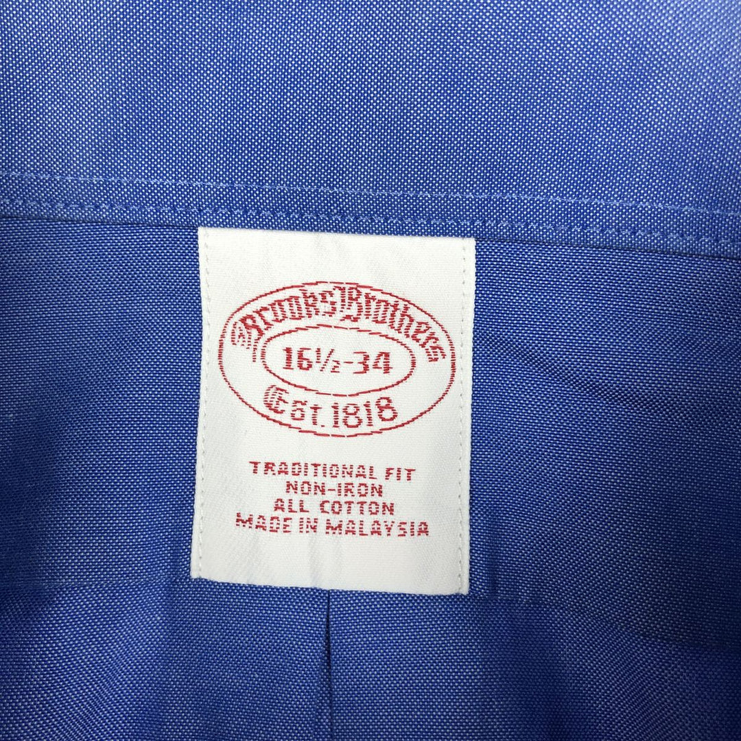 Brooks Brothers Est.1818 Traditional Fit Long-Sleeve Cotton Shirt, Men's Size L (approx.) cotton blue type Vintage Second Hand