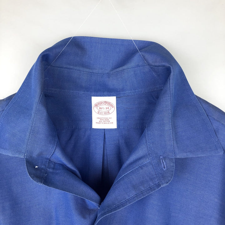 Brooks Brothers Est.1818 Traditional Fit Long-Sleeve Cotton Shirt, Men's Size L (approx.) cotton blue type Vintage Second Hand